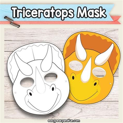 Printable Triceratops Dinosaur Mask Template | Dinosaur mask, Dinosaur ...