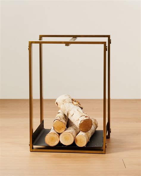 BD071 Beno Fireplace Log Holder With Logs Prop Rental - ACME Brooklyn