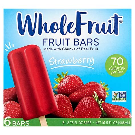 Whole Fruit Strawberry Fruit Bars, 2.75 fl oz, 6 count