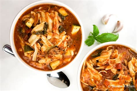 Vegetarian Slow Cooker Lasagna Soup - Slender Kitchen