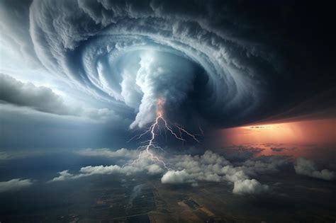 Premium Photo | Photo tornado sky view from atmosphere top