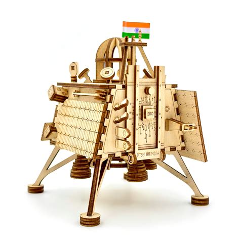 Chandrayaan 3 Vikram Lander Wooden Art Model with Pragyan Rover – Direct From Factory