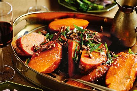 Glazed yams with pecans and spring onion - Recipes - delicious.com.au