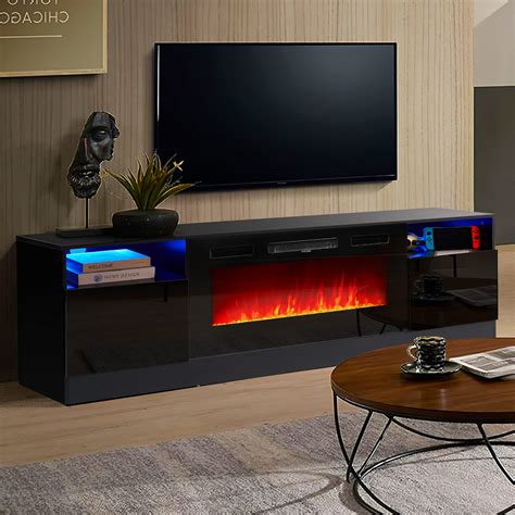 Amerlife Fireplace TV Stand With 36 Electric Fireplace, LED