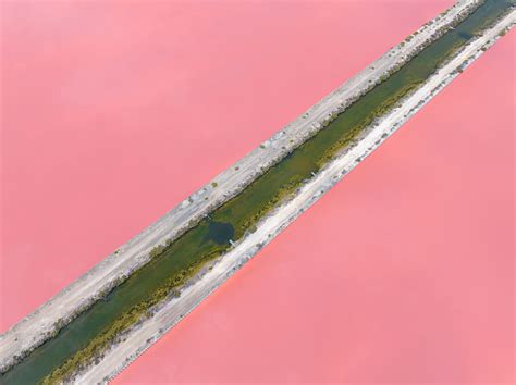 Pink lake near Aigues-Mortes, France
