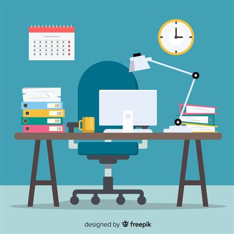 Free Vector | Modern office desk with flat design