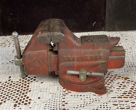 Vintage Craftsman Bench Vise with Swivel Base and Anvil, 3-3/4 Jaws