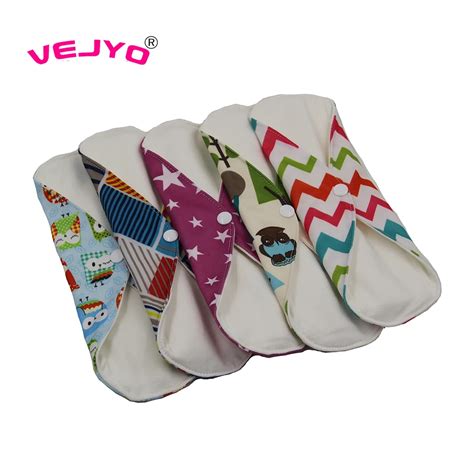 VEJYO 5PCS/lot 10" Regular Flow Waterproof Reusable Women Period Pads ...