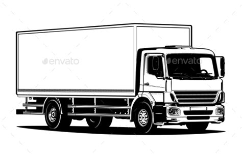 Vector Truck Outline Template Isolated on White by Mechanik | GraphicRiver