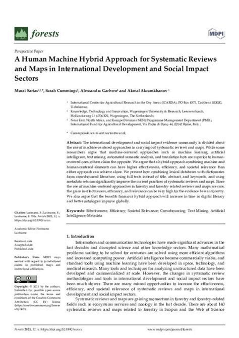 A Human Machine Hybrid Approach for Systematic Reviews and Maps in International Development and ...