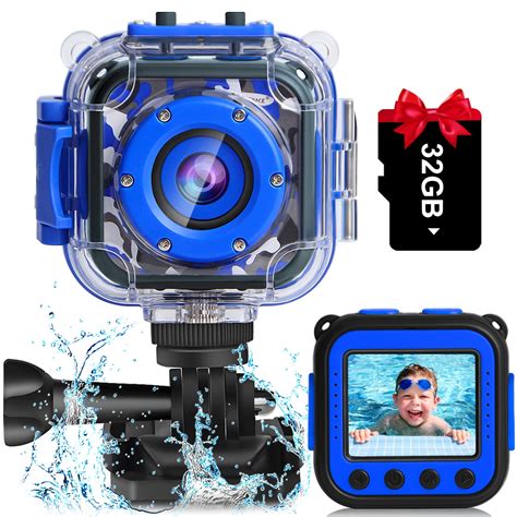 PROGRACE Kids Camera Waterproof IP68 Sports Toy Underwater Camera 1080P Digital Action Video ...