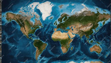 Premium Photo | A map of the world showing the oceans