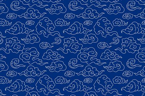 Chinese blue background, cloud pattern | Free PSD - rawpixel