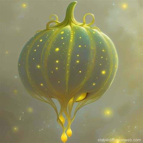 Bioluminescent Yellow Alien Fruit at Night | Stable Diffusion Online