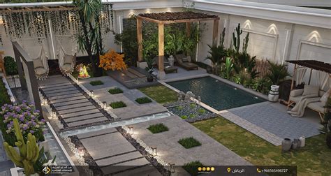 Modern villa garden design on Behance