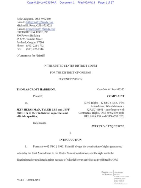 Lawsuit Against Oregon State Police | PDF | United States Department Of ...