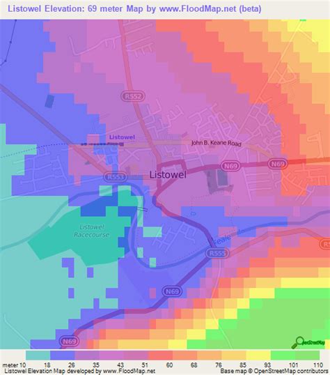 Elevation of Listowel,Ireland Elevation Map, Topography, Contour