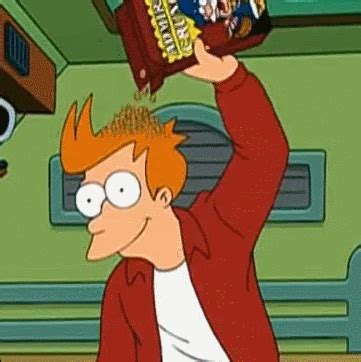 IRTI - funny GIF #6353 - tags: futurama fry eating cereal head