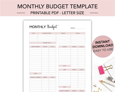 Monthly Budget Template Budget Planner Monthly Budget - Etsy Singapore