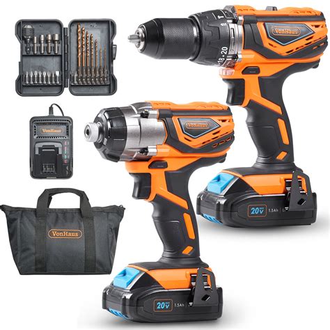 VonHaus 20V Cordless Li-Ion Impact Drill Driver Combo Kit with Battery ...