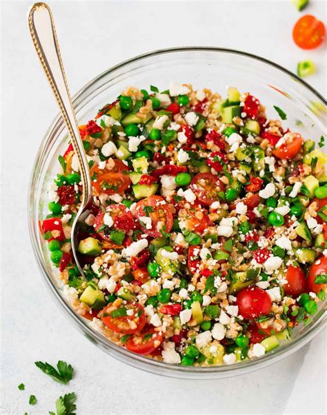 Italian Farro Salad with Feta and Tomatoes - WellPlated.com