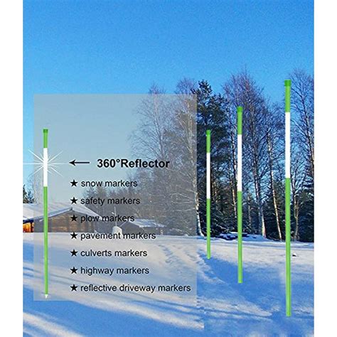FiberMarker Snow Markers Driveway Reflectors Snow Stakes 24-Inch Green 50-Pack 1/4-Inch Dia Snow ...