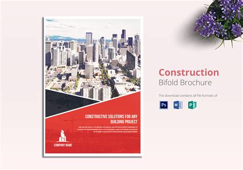 Construction Brochure Design Template in Word, PSD, Publisher