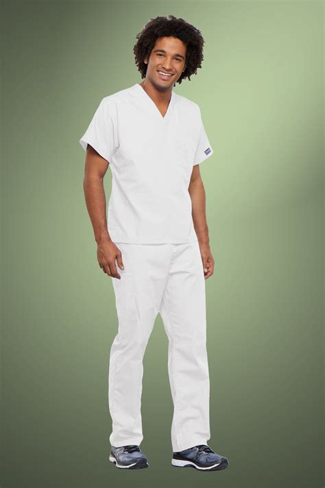 Cherokee Originals Unisex V-Neck Scrub Top 4777, White | Simon Jersey Healthcare Uniforms