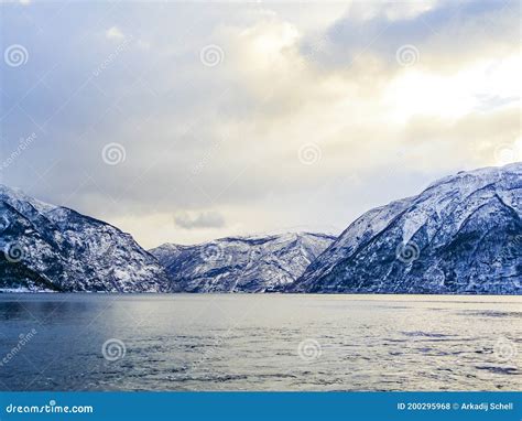 Winter Landscape and Morning Time at Sognefjord in Vestland, Norway ...