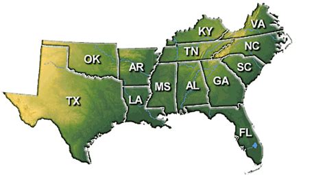 Southern States Map With Cities