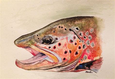 Brown trout watercolor painting by Pamela Corwin Colorful Animal ...