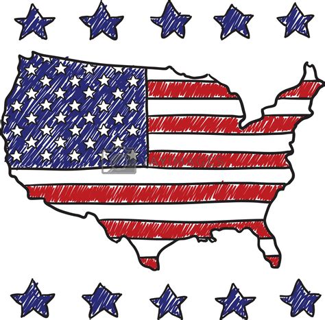 Patriotic United States Map sketch by lhfgraphics Vectors ...