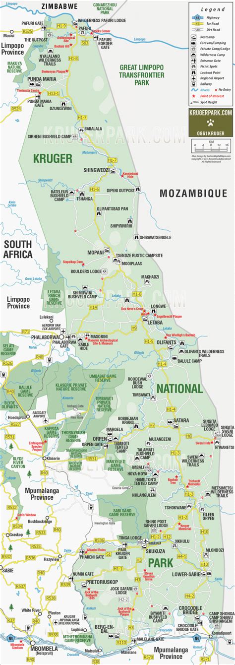 Map Krugerpark | Kruger National Park | Homes of Africa