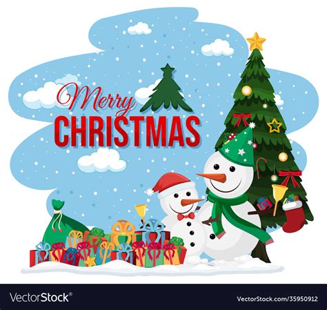 Snowman celebrating christmas banner Royalty Free Vector