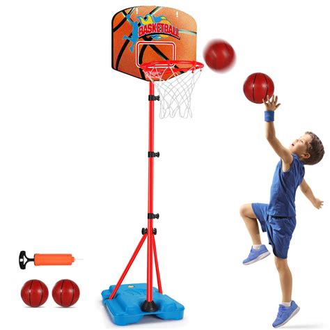 Buy Toddler Basketball Hoop Stand Adjustable Height 2.5 ft -5.1 ft Mini Indoor Basketball Goal ...