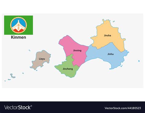 Map of kinmen county townships subdivision taiwan Vector Image