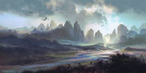 river_mountain_by_ferdinandladera-d6dq7gg | Landscape art, Fantasy ...