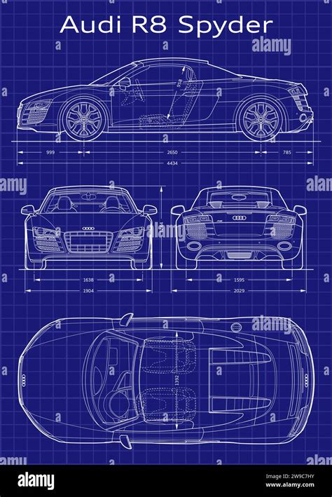 Audi R8 Spider 2009 Car Blueprint Stock Vector Image & Art - Alamy