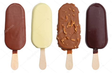 Chocolate covered ice cream flavor variety collection on a stick ...