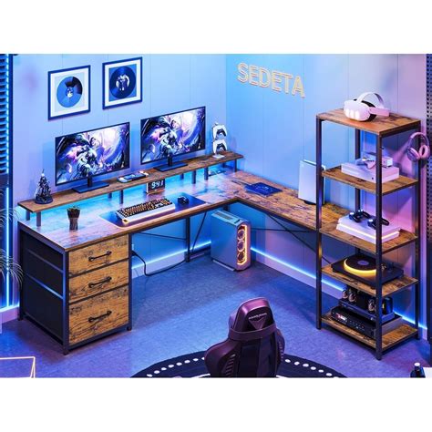 Desks in 2024 | Game room design, L shaped desk, L shaped desk with storage