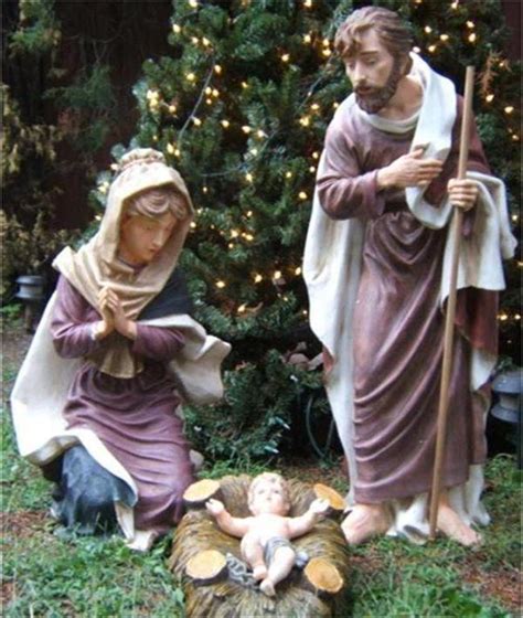 LARGE 3 PIECE INDOOR OUTDOOR NATIVITY SCENE SET RESIN 36" NEW | eBay