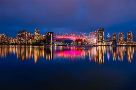 A Scenic View of the BC Place Stadium and Vancouver Skyline at Night ...