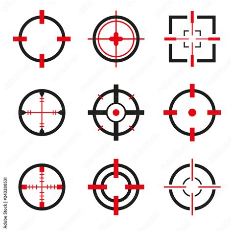 Crosshair icons vector set isolated. Crosshairs for video games, web ...