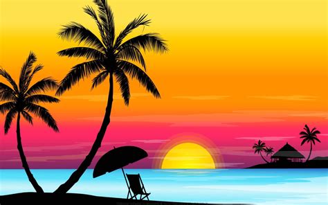 Download Beach Vacation Silhouette Art Wallpaper | Wallpapers.com
