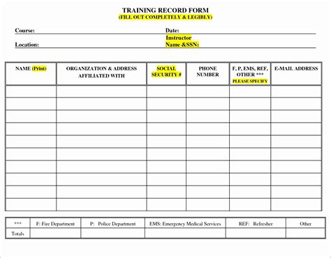 Employee Training Record Template | Qualads