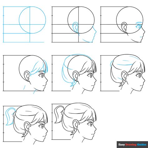 How To Draw The Head And Face Anime Style Guideline Side View Drawing ...