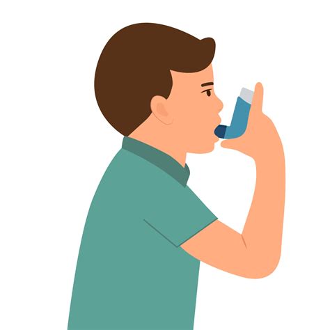 Little Boy uses an asthma inhaler against attack. World asthma day. Allergy,Bronchial asthma ...