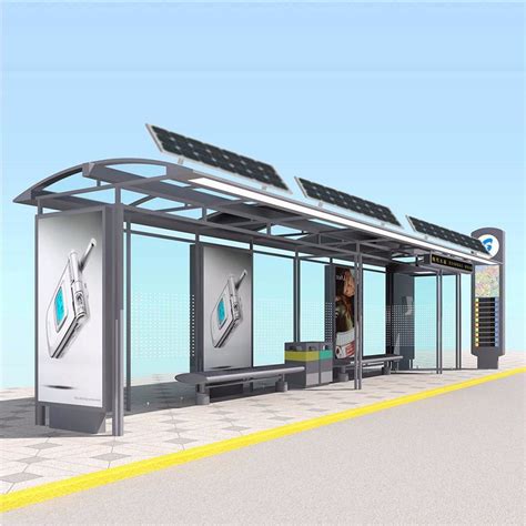 Smart Customized Digital Adversting LCD Bus Stop Shelter with Solar - Solar Power Bus Stop and ...