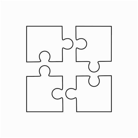 Premium Vector | Jigsaw puzzle blank simple vector square of four separate pieces