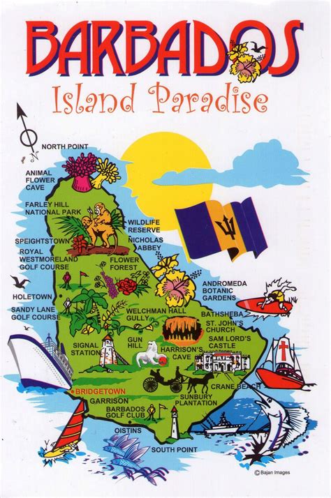 Large Barbados travel illustrated map | Barbados | North America ...